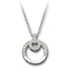 EUC SWAROVSKI Silver Tone Double Ring Circle Pendant Necklace